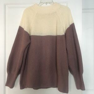 Mock Neck Color Blocked Sweater